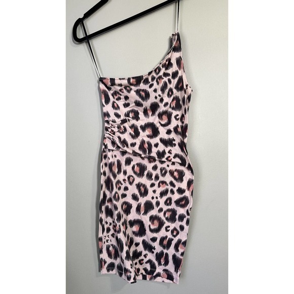 Kardashian Kollection Asymmetrical Leopard Dress S‎ leopard knee length #522 - Picture 2 of 12